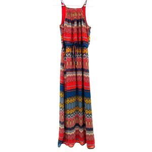 City Triangles Maxi Halter Dress, Sz. S  Boho Festival Y2K Colorful